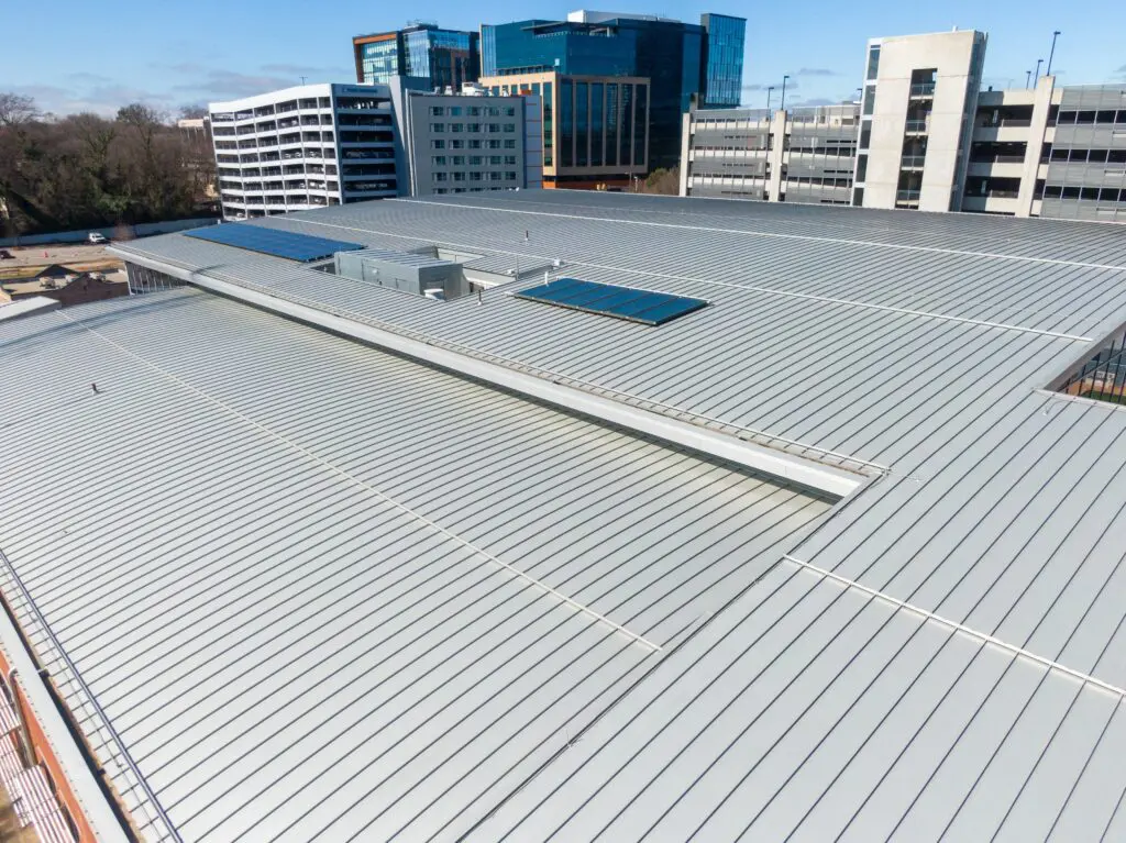 flat commercial roofing system on industrial building